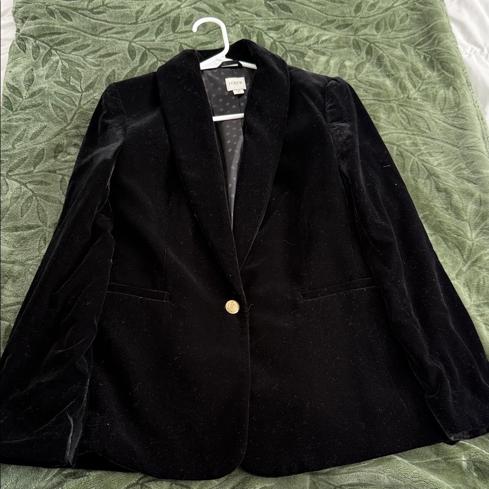 J. Crew Black Velvet Blazer with Gold Button